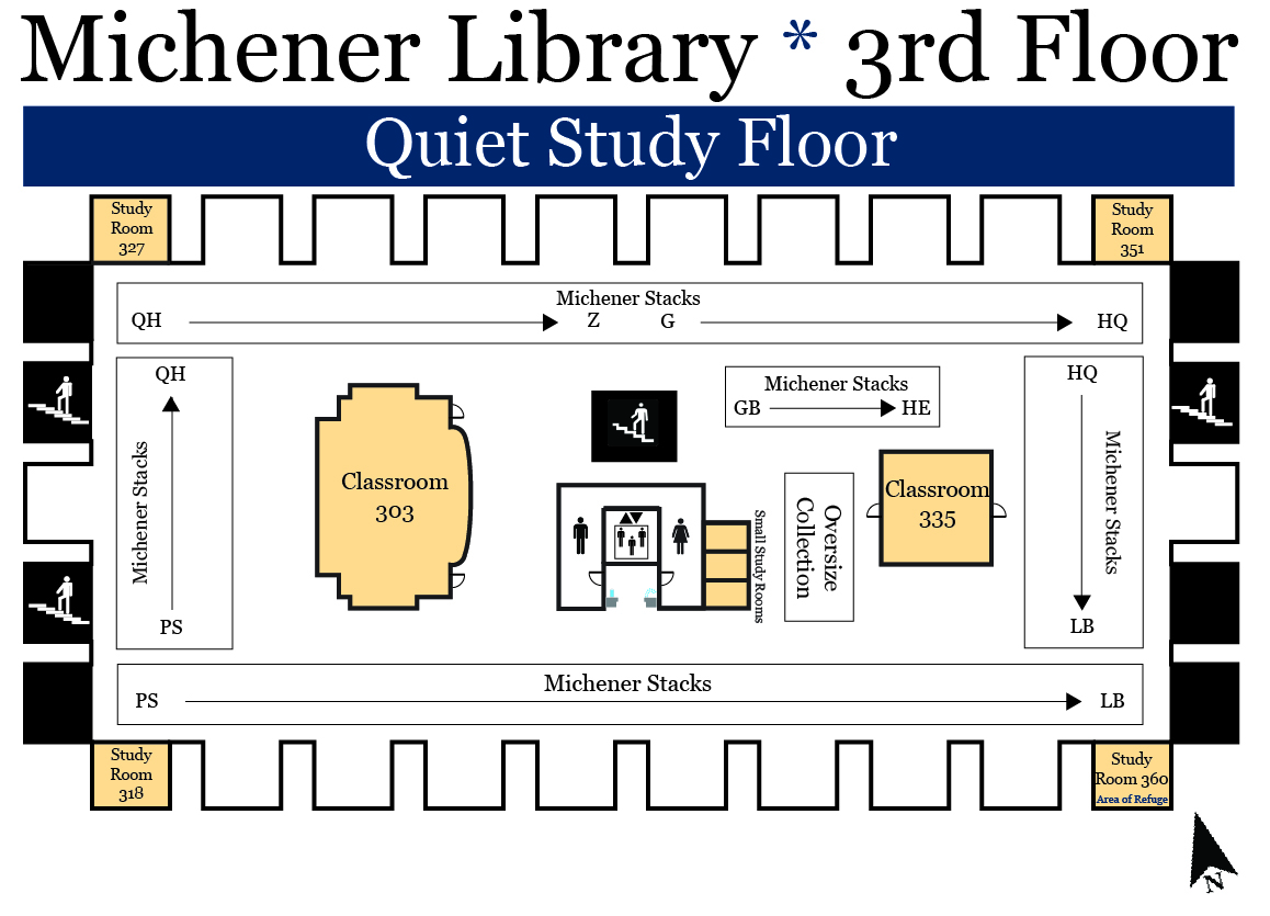 Map of Michener Library third floor