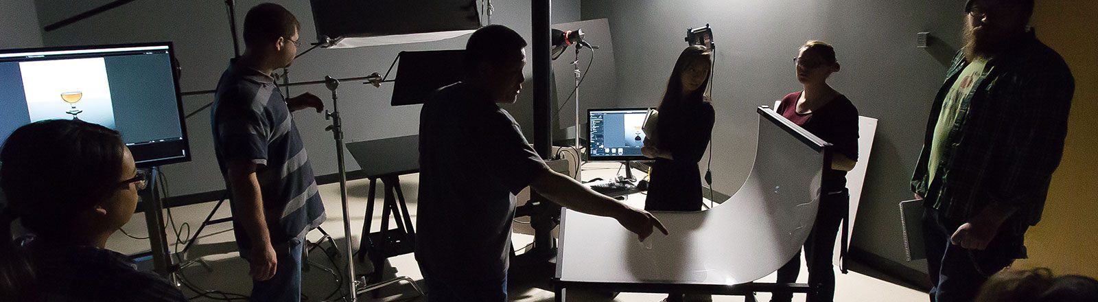 Students working in photo studio