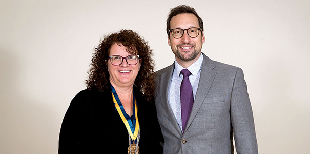 Jenny Pettit wearing dean's citation medal
